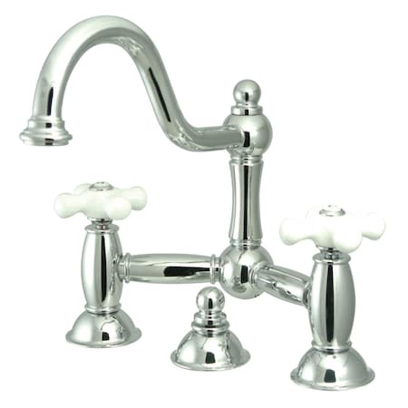 Kingston Brass KS3911PX Restoration Bathroom Bridge Faucet, Polished Chrome KS3911PX